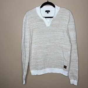 GUESS Men Medium Heathered Knit Pullover Sweater Button Neck Casual Long Sleeve